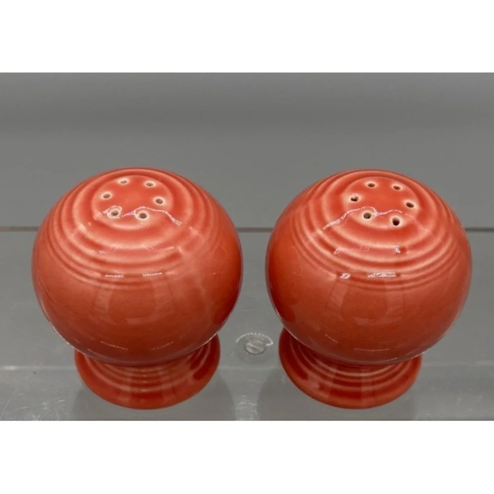 Homer Laughlin Fiesta Persimmon Salt + Pepper Shaker Set Retired Made in USA